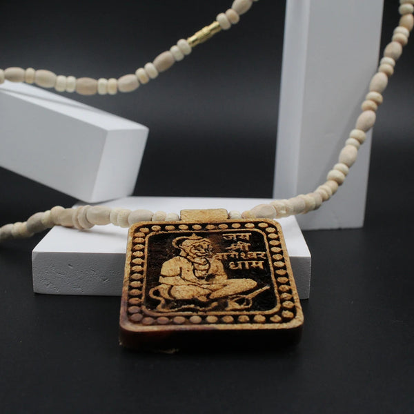 Original Jai Shree Bhageshwar Dham Hanumanji Locket Pure White Tulsi Beads Mala For Men Women