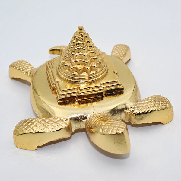 Meru Kachua (Turtle) Gold Plated For Good Luck & Evil Eye Protection | Metal Yantra Gold Plated
