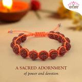 Orange Thread Breaded Rudraksha Bracelet