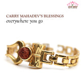 Best Gold Plated OM Damru Trishul Rudraksha hand Bracelet