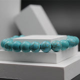 Aesthetic Natural Turquoise Bracelet for Men Stylish, Stone Bracelets for Women Fashion, Reiki Feng-Shui Healing Crystal Gem Stone Triple Protection Beads Cuff Band for Boys Girls Couple Best Friend