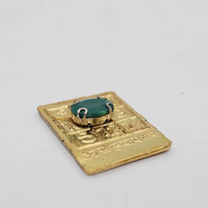 Shree Budh Yantra Stone With Panna Emerald Gold Plated For Pooja,Original Green Color Stone Square Shape Plate For Home,Small Pocket Size Vastu Yantra For Meditation,Business