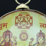 Energized Shri Laxmi Ganesh Yantra Original for Home Office Shop Wall Mounted, Blessed Brass Circular Lakshmi Ganesh Hanging Yantra for Pooja Health, Wealth, Prosperity, and Success