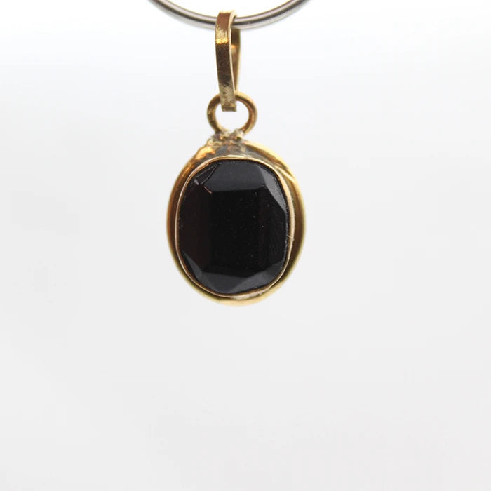 Brass Black Upratna Stone Locket for men and Women, Energized Small Black Tourmaline Ashtdhatu Pendant, Natural & Pure Healing Stone Original Crystal Oval Shape (Without Chain)
