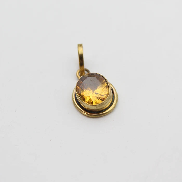 Pukhraj Upratna Pendant/Locket | Small Yellow Saphire Ashtdhatu Locket for Men &amp; Women | Semi-Precious Gemstone Pendant