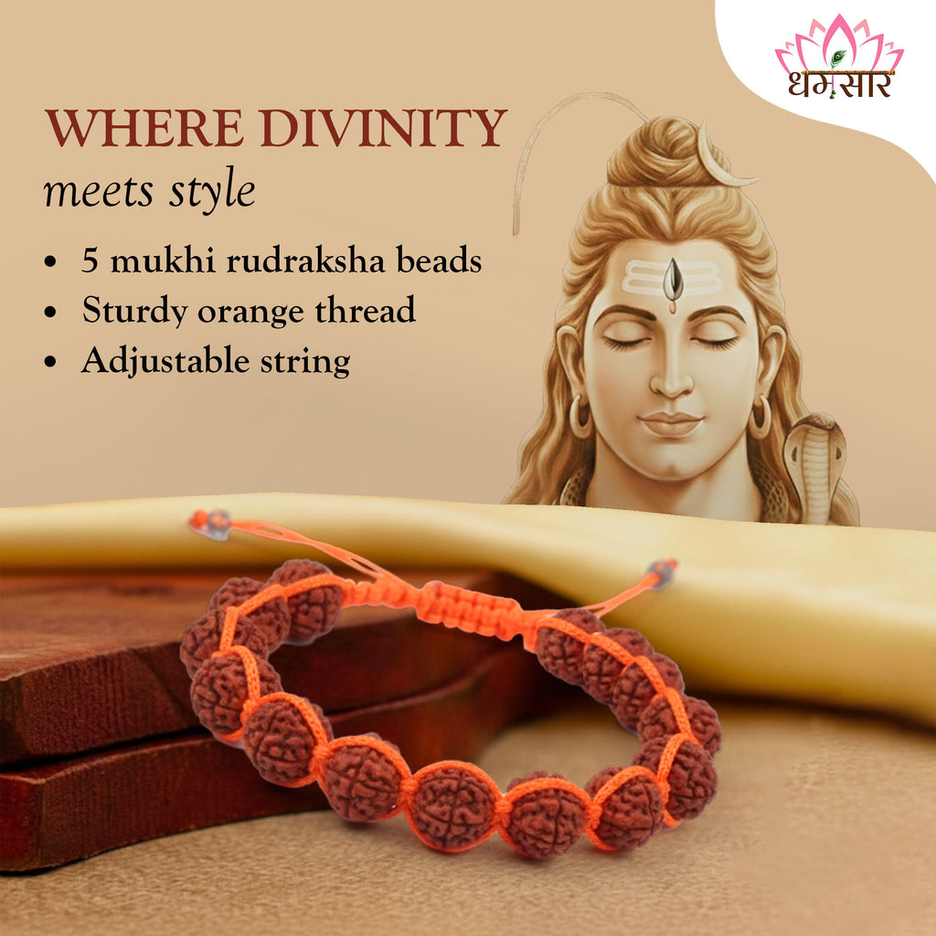 Thread Rudraksh Orange Thread Breaded Rudraksha Bracelet – Dharmsaar