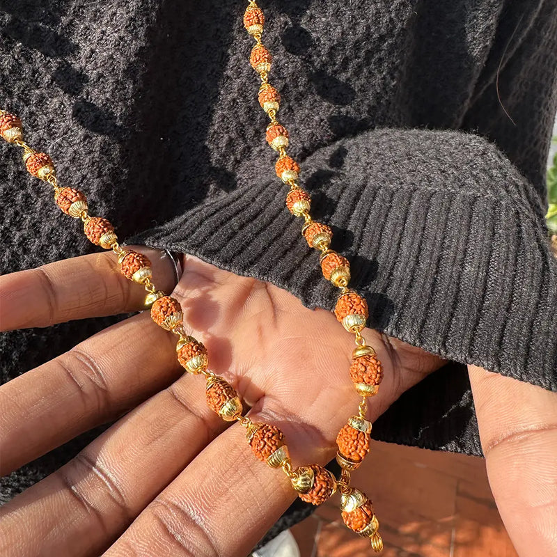 Rudraksha Mala with gold plated 54 beads