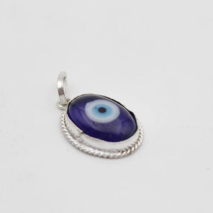 Evil Eye Pendant for Men and Women, Energized Blue Nazar Suraksha Kavach Mini Locket Pendant for Protection, Best Oval Shape Evil Eye Amulet (1 pcs, Without Chain)