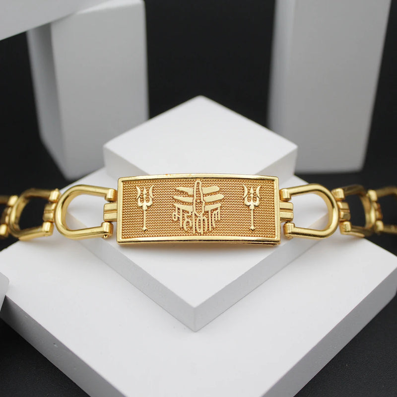 Buy aurrastores Mahadev Ji Trishul Shiv Shakti Oxidized (Gold Plated) Kada  Bracelet for Men and Women (Lab Certified) at Amazon.in