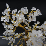 White Stone Tree Crystal for Home Decor, Transparent Stone Tree 7 Chakra 500 Bits, Small Clear Size Gem Stone Tree for Vastu, Natural Citrine Tree for Reiki Healing