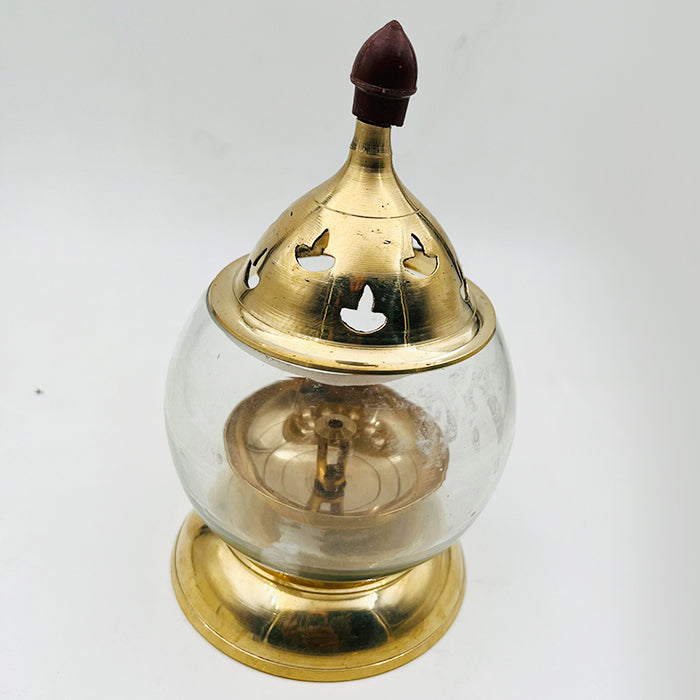 Akhand Diya with Oval Glass Cover