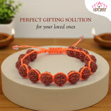 Orange Thread Breaded Rudraksha Bracelet