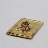 Brishpati Yantra Stone in Gold Plated For Pooja,Original One Stone Brishpati Yantram Sidh Ashtadhatu Plate For Home,Small Pocket Size Vastu Yantra For Good Luck Office
