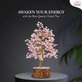 Rose Stone Tree Crystal for Home Decor, Pink Stone Tree 7 Chakra 500 Bits, Small Size Gem Stone Tree for Vastu, Natural Citrine Tree for Reiki Healing