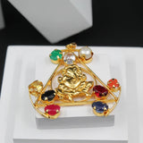 Triangular Navratna Stone Ganesha Locket