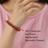Orange Thread Breaded Rudraksha Bracelet