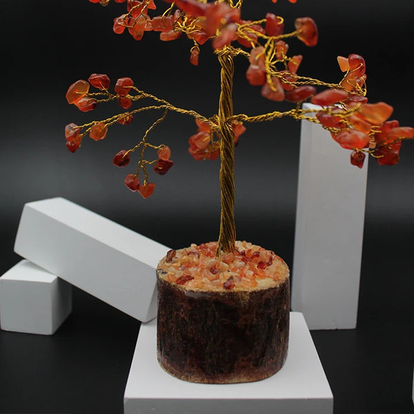 Orange Carnelian Crystal Stone Tree