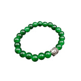 Green Buddha Head Bracelet for Men Women Girls Boys, Natural Gemstone Reiki Feng Shui Healing Crystal Beads, Stretchable Lave Stone Charm Pearl Bracelet Valentine Day Gift