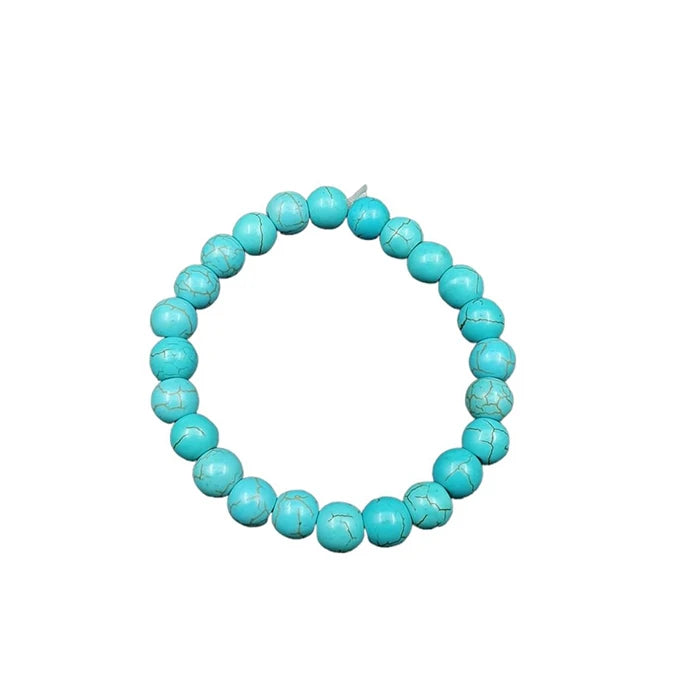 Aesthetic Natural Turquoise Bracelet for Men Stylish, Stone Bracelets for Women Fashion, Reiki Feng-Shui Healing Crystal Gem Stone Triple Protection Beads Cuff Band for Boys Girls Couple Best Friend