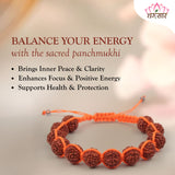 Orange Thread Breaded Rudraksha Bracelet