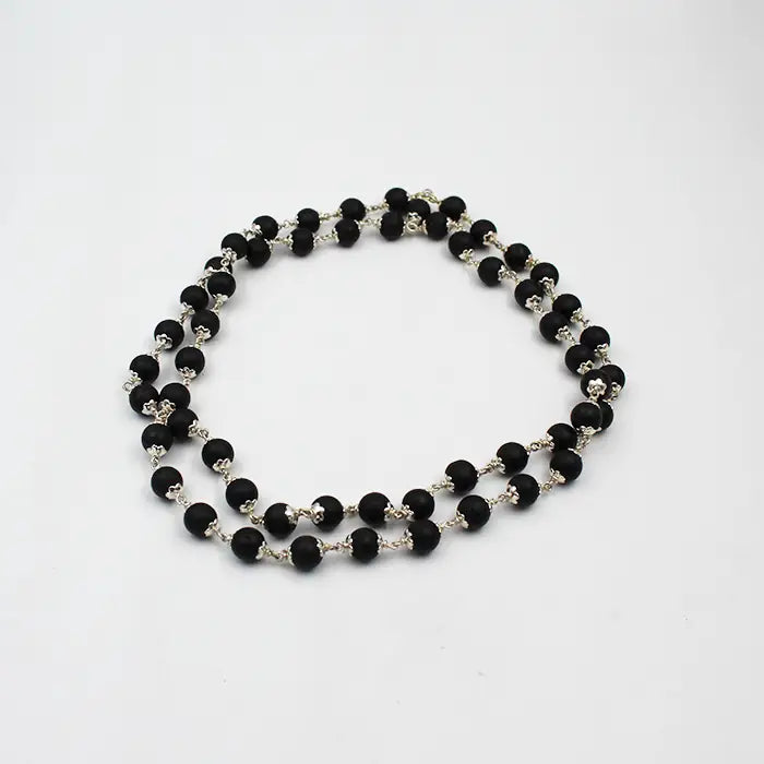 Original Silver Black Stone Shaligram Mala