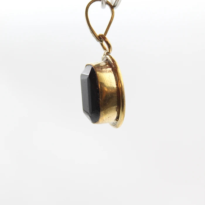 Brass Black Upratna Stone Locket for men and Women, Energized Small Black Tourmaline Ashtdhatu Pendant, Natural & Pure Healing Stone Original Crystal Oval Shape (Without Chain)