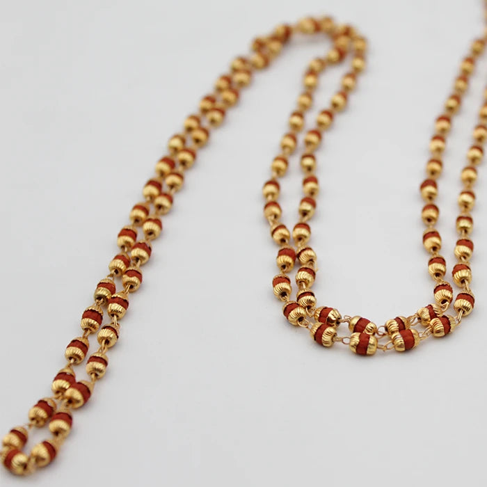 Original Thin Small 108 Beads Rudraksha Long Mala with Gold Cap for Men Women