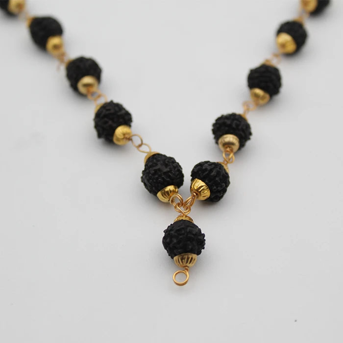 Original Certified Black Rudraksha Mala 36 Beads With Golden Cap for Men and Women