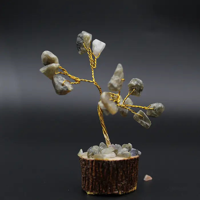 Pack of 12 Crystal Stone Tree With Golden Wire Box (Small Size)