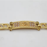Healing Om Bracelet for Men and Women Stylish l Chain Bracelet with Crystal Beads l Brass Golden Om Cuff Kada Religious Fashion Bracelet for Boys and Girls