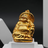 Golden Laughing Buddha Statue for Home Decor Good Luck, Laughing Buddha Statue Set of 6 Pieces, Laughing Buddha Statues Combo Box Gift Item for Money, Fengshui Vastu