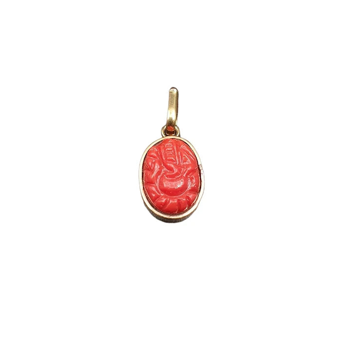 Original Red Ganesh Ji Locket For Men And Women,Natural Stone Red Lord Ganesha Designer Pendant For Neck,Energized Ganpati Gold coated Pendant For Girls And Boys