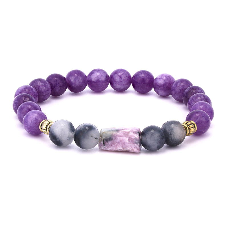 Aquarius Rashi Bracelet with Purple Beads