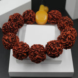 Natural Big Rudraksha Bracelet For Men And Women, Stretchable Nylon Thread Energized Wrist Hand Band, Original 5 Mukhi Face Rudraksha Bead Bracelet Adjustable