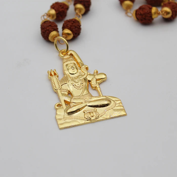 Original Gold Plated Shiva Shankar Bholenath Pendant Brass with Rudraksha Mala for men and women