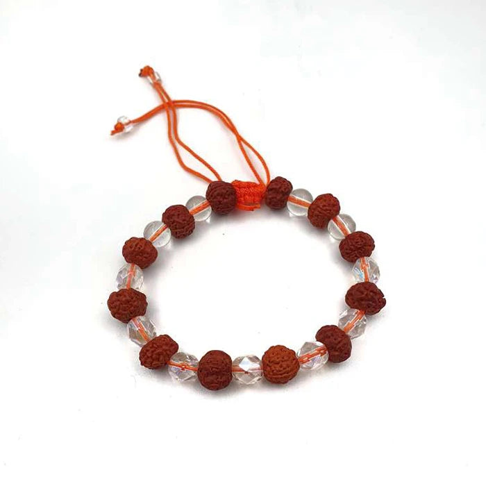 Rudraksha With White Crystal Bracelet for Men and Women