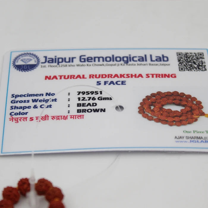 Original Certified 108 Beads 5 Mukhi Rudraksha Mala in Red packaging (5mm-6mm)