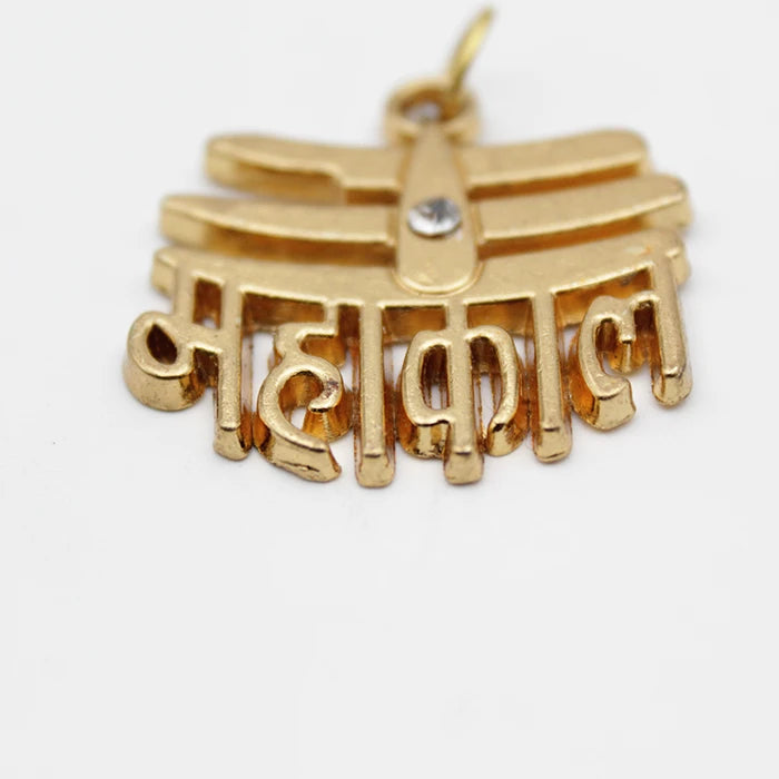 Mahakal Shankar Crystal Locket, Shivji Trikund Pendant, Original Spiritual Lord Shiva Bholenath Religious Locket for Men and Women (Without Mala, Golden)