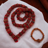 Pack of 2 Combo Panchmukhi Rudraksha Mala 54+1 Beads Original And Rudraksha Bracelet For Men And Women