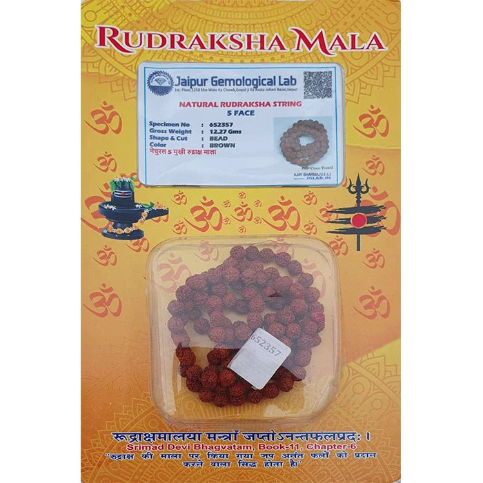 Original Certified 5 Mukhi Rudraksha Mala (yellow packaging)