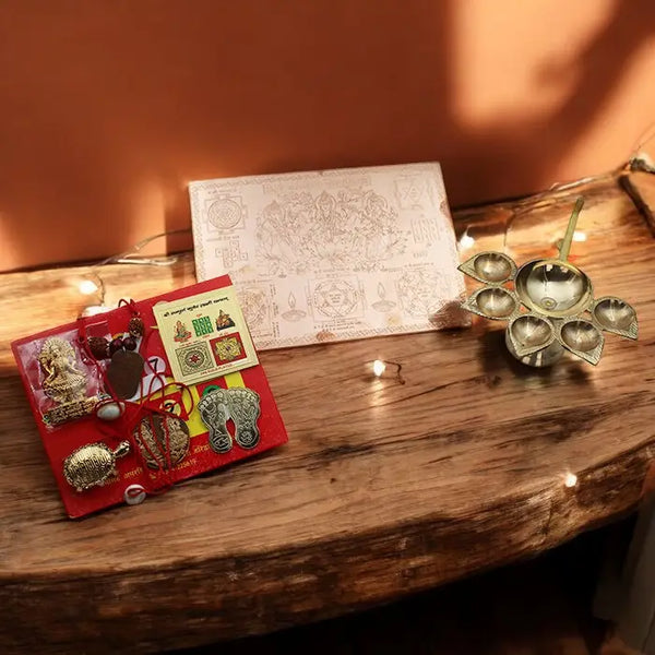 Combo Of Shree Dhan MahaLakshmi Poojan Yantra with Puja Kit