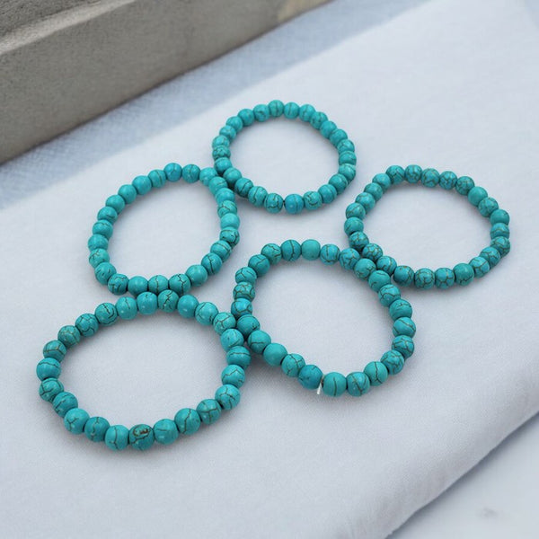 Pack of 5 Aqua Turquoise Stone Bracelet