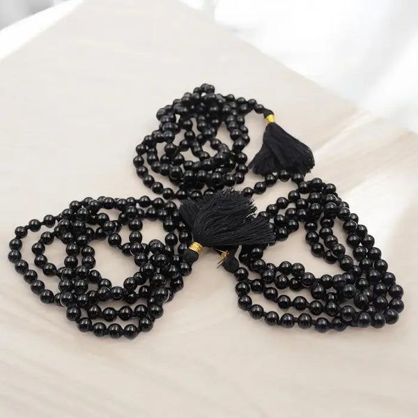 Pack Of 3 Combo Sulemani Black Hakik (Hakeek) 108 8mm Beads Mala Original certified for Jaap