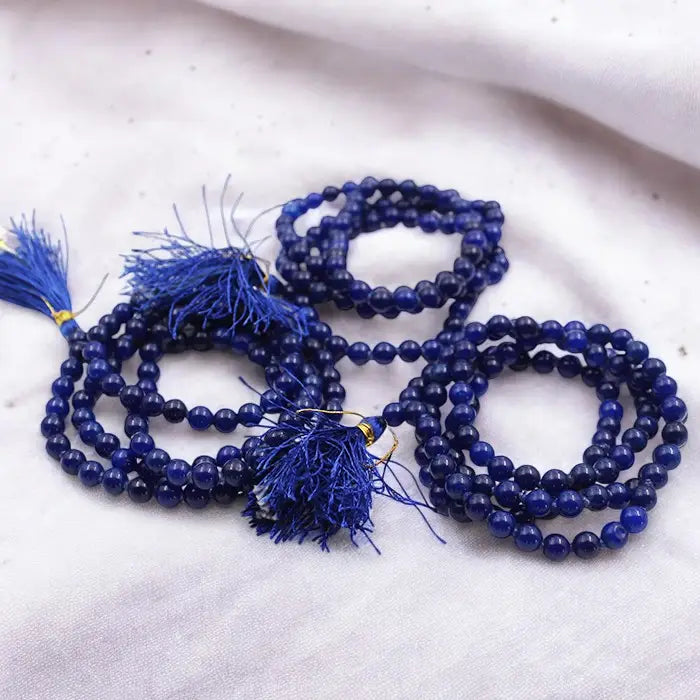 Pack Of 3 Original Blue Sulemani Hakik (Hakeek) Round Stone Japa Mala For Men And Women