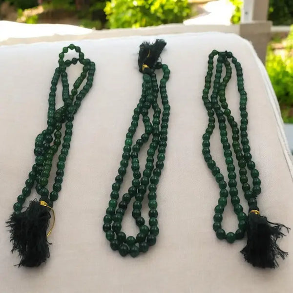 Pack Of 3 Combo Set Original Green Hakik (Hakeek) Mala Certified Jaap Mala 108 Beads for Men and Women