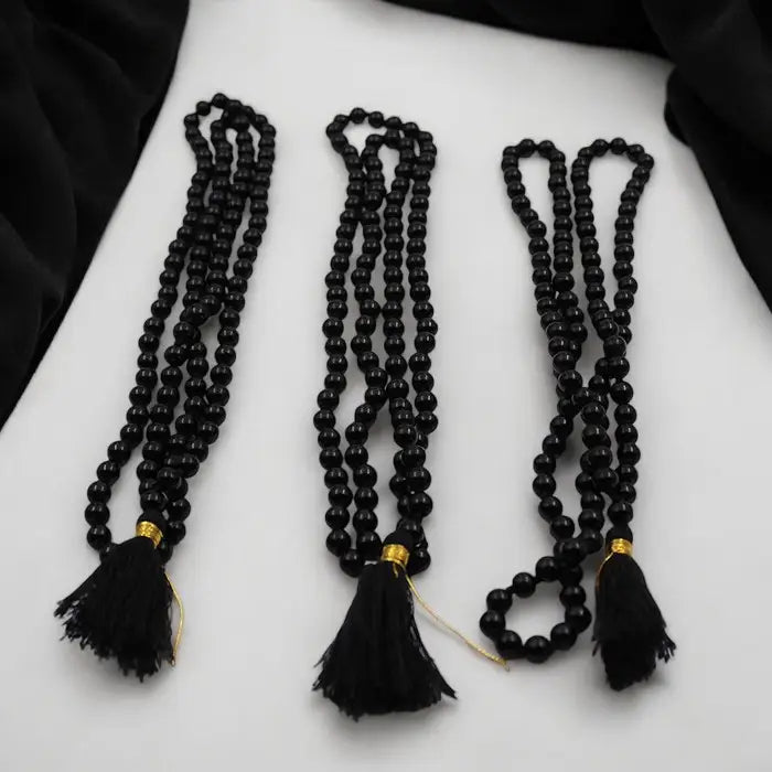 Pack Of 3 Combo Sulemani Black Hakik (Hakeek) 108 8mm Beads Mala Original certified for Jaap