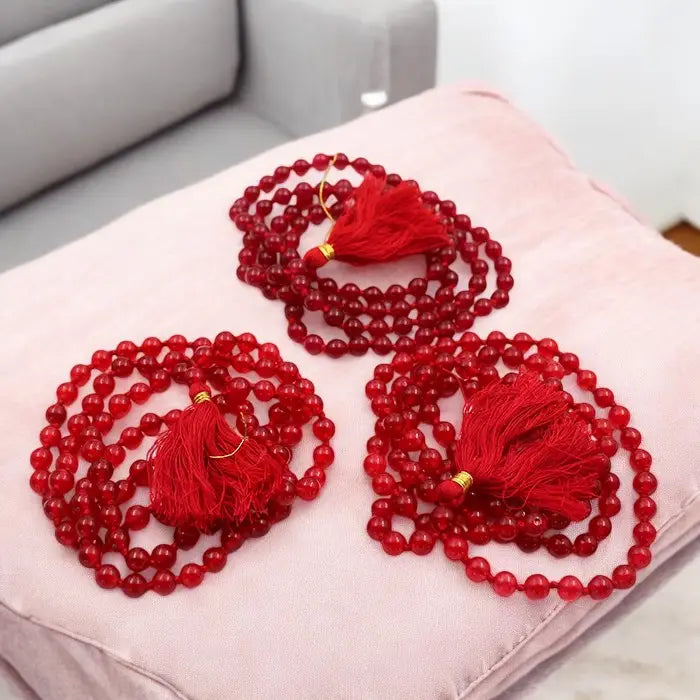 Pack Of 3 Combo Set,Red Crystal Hakik Agate Mala For Men And Women