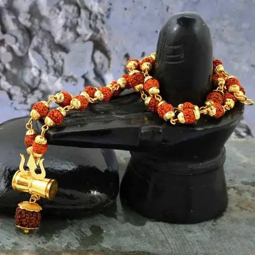 Mahakal Tabiz Damru Locket With Rudraksha Mala