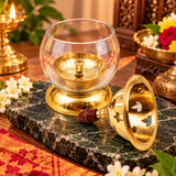 Akhand Diya with Oval Glass Cover
