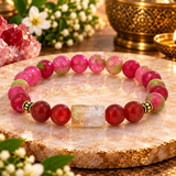 Aries Rashi Bracelet with Red Beads